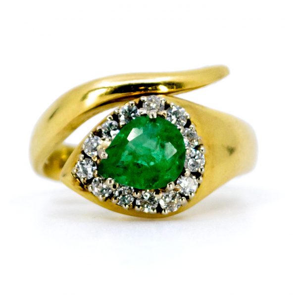 Vintage 1ct Emerald and Diamond Snake Ring