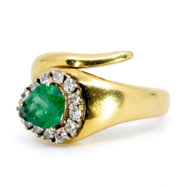 Vintage 1ct Emerald and Diamond Snake Ring