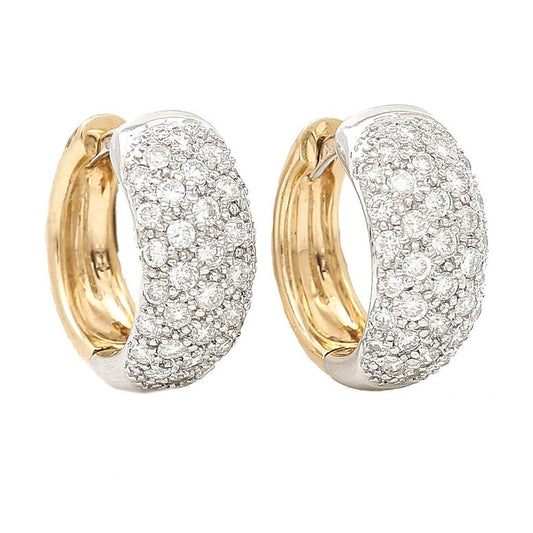 Vintage 1ct Diamond Huggie Hoop Earrings