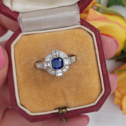 Vintage 1ct Sapphire and Diamond Ring