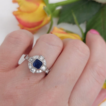 Vintage 1ct Sapphire and Diamond Ring