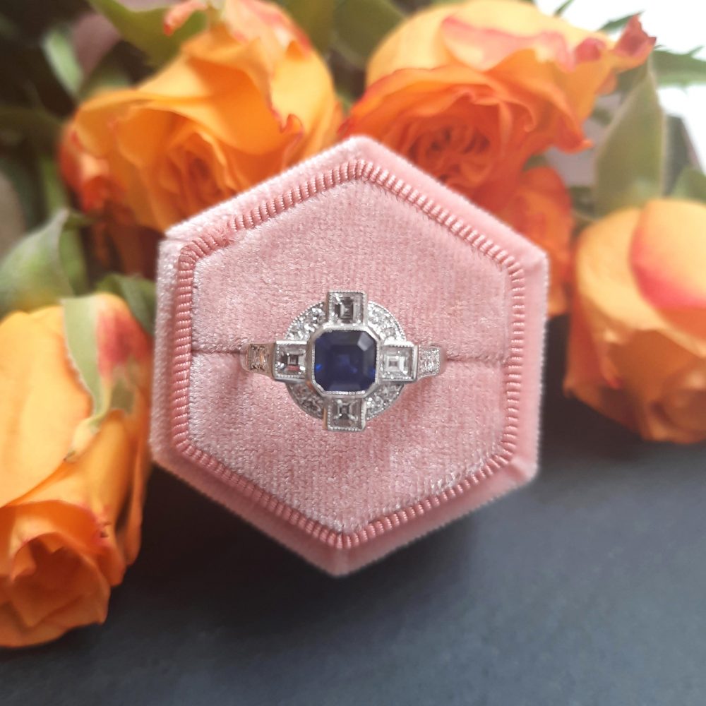 Vintage 1ct Sapphire and Diamond Ring