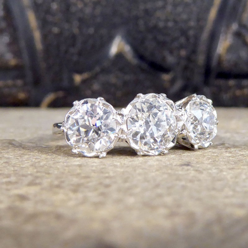 Vintage 2.08ct Diamond Three Stone Ring