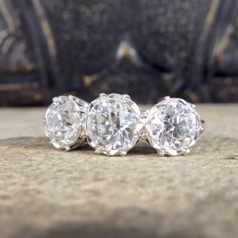 Vintage 2.08ct Diamond Three Stone Ring