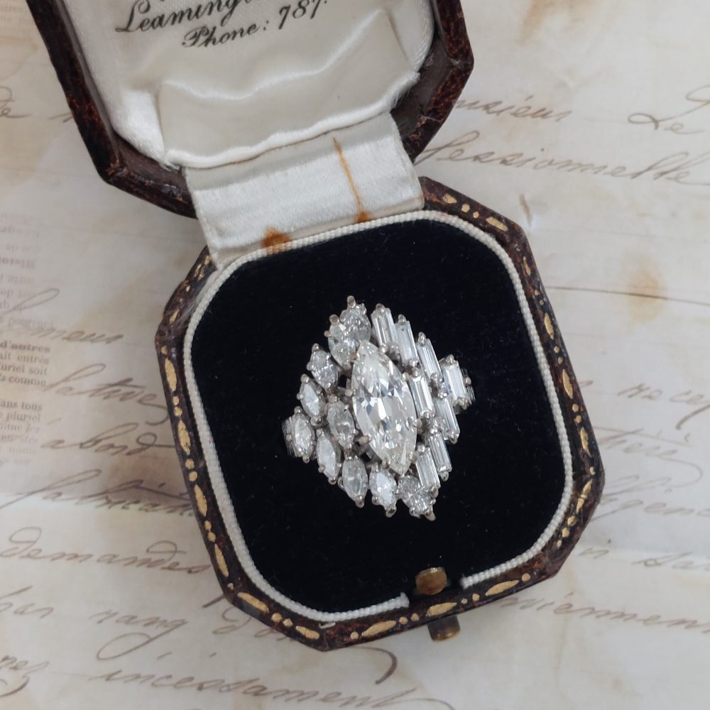 Vintage 2.30ct Marquise and Baguette Cut Diamond Ring
