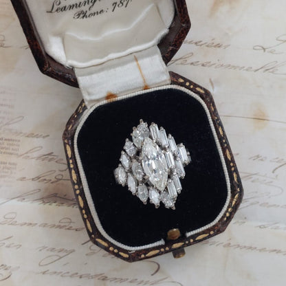 Vintage 2.30ct Marquise and Baguette Cut Diamond Ring