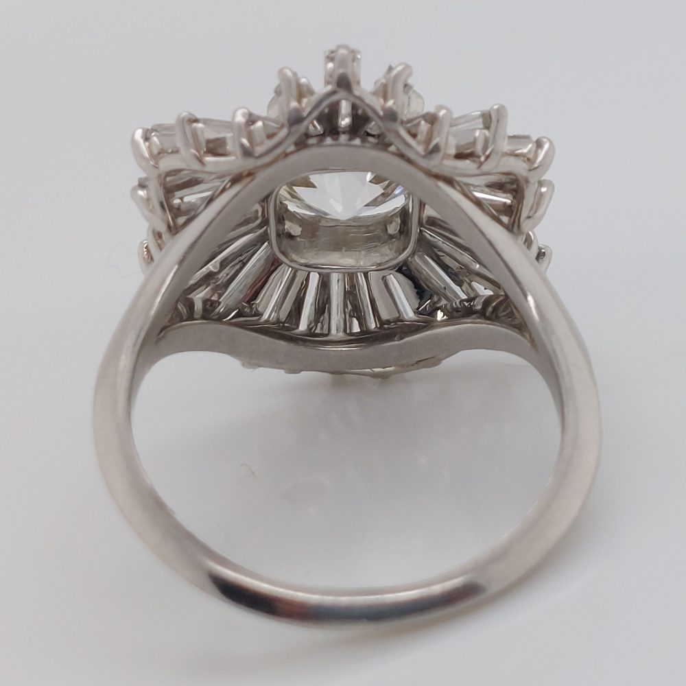 Vintage 2.30ct Old Cut Diamond Ballerina Cluster Ring