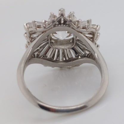 Vintage 2.30ct Old Cut Diamond Ballerina Cluster Ring