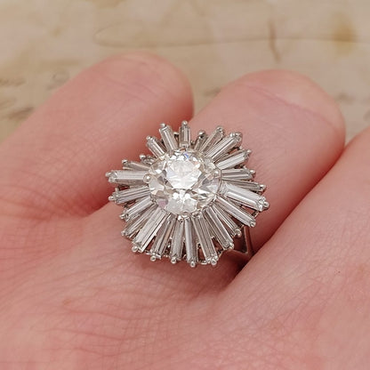 Vintage 2.30ct Old Cut Diamond Ballerina Cluster Ring