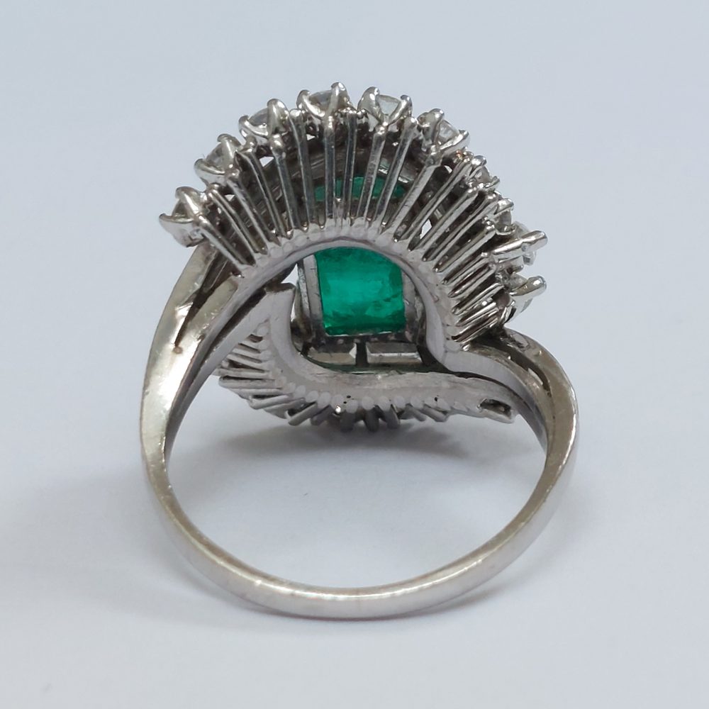 Vintage 2.50ct Emerald and Diamond Fancy Cluster Ring
