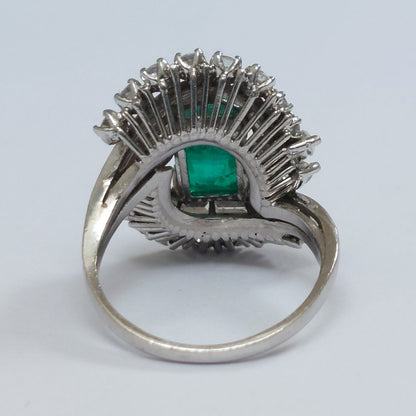 Vintage 2.50ct Emerald and Diamond Fancy Cluster Ring