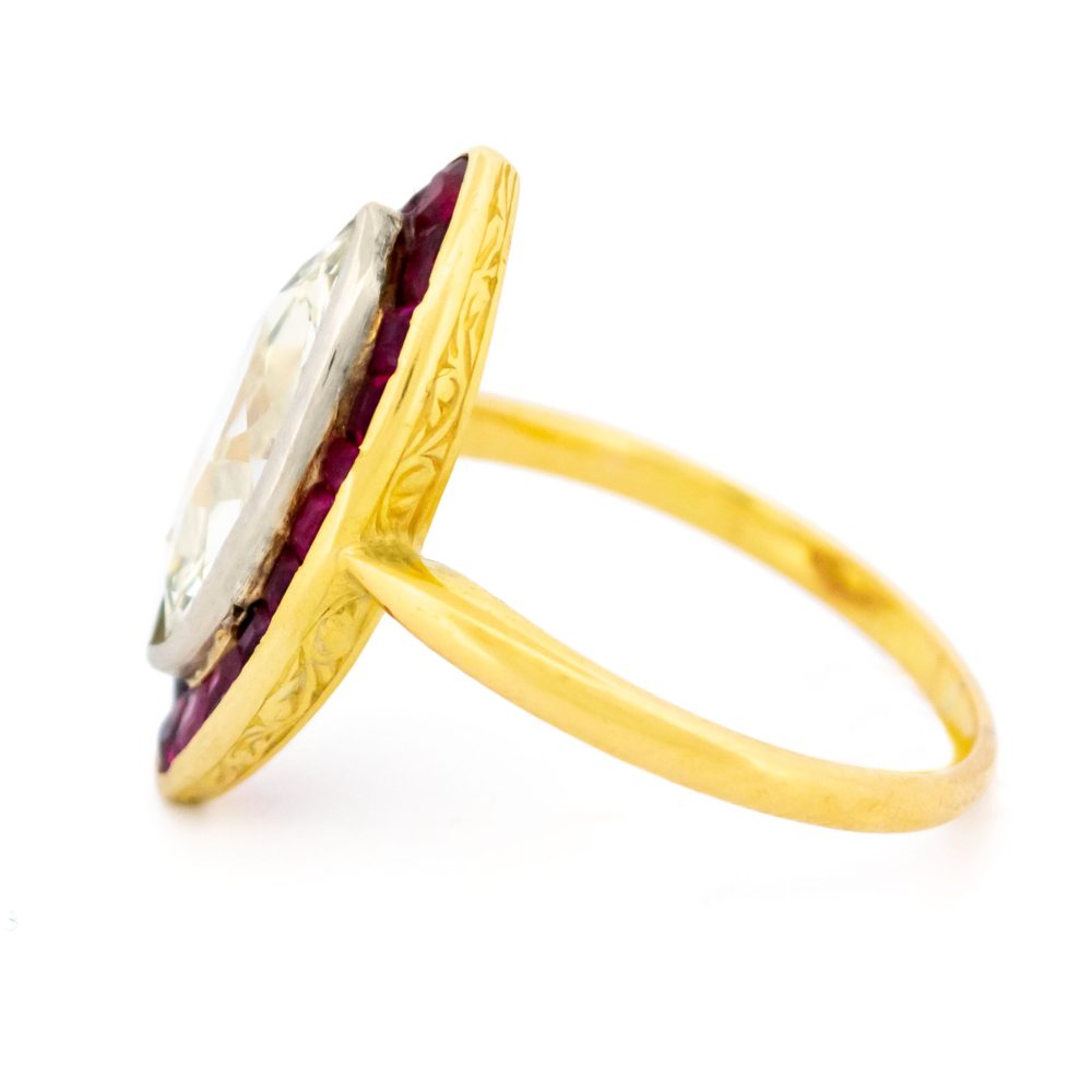 Vintage 2.60ct Marquise Cut Diamond and Ruby Ring