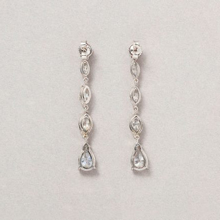 Vintage 2.86ct Marquise and Pear Cut Diamond Drop Earrings
