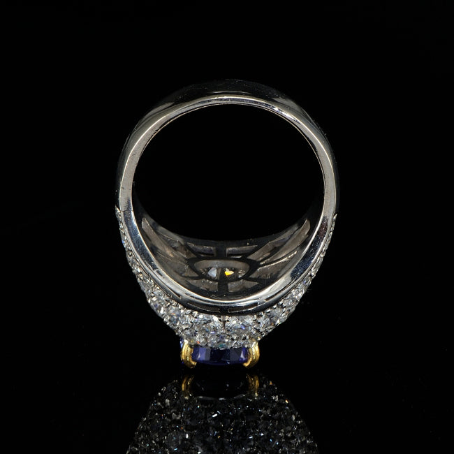 Vintage 2.4ct Tanzanite and 3.8ct Diamond Bombe Cluster Ring