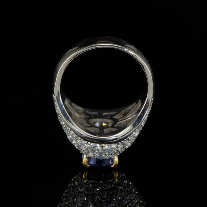 Vintage 2.4ct Tanzanite and 3.8ct Diamond Bombe Cluster Ring