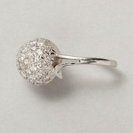 Vintage 2ct Diamond Bombe Cluster Cocktail Ring in Platinum