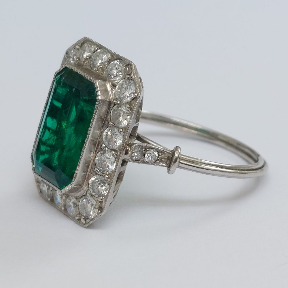 Vintage 2ct Emerald and Diamond Dress Ring