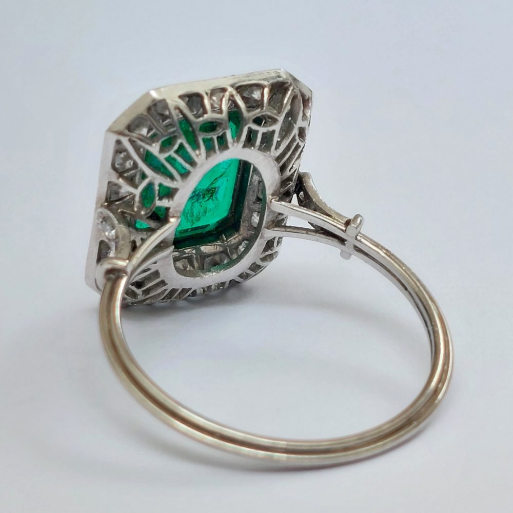 Vintage 2ct Emerald and Diamond Dress Ring
