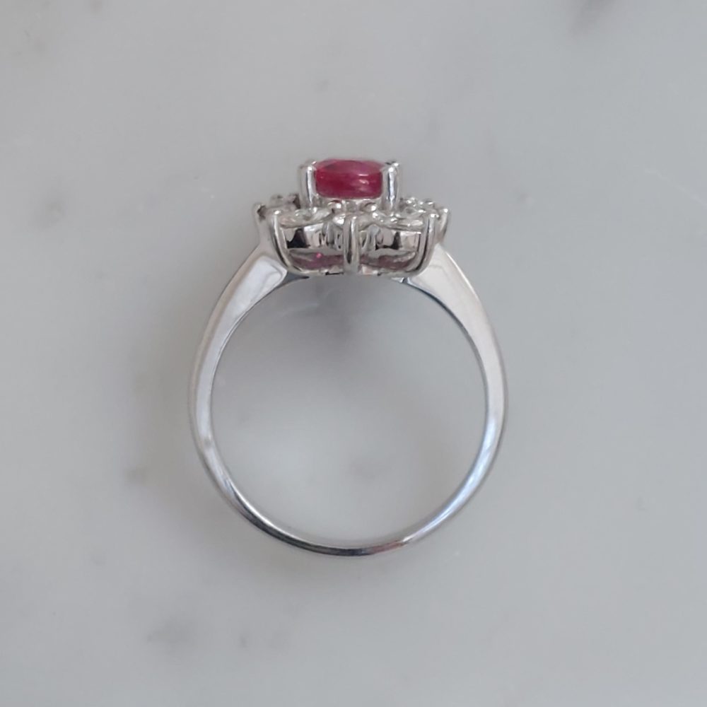 Vintage 2ct Ruby and Marquise Cut Diamond Ring