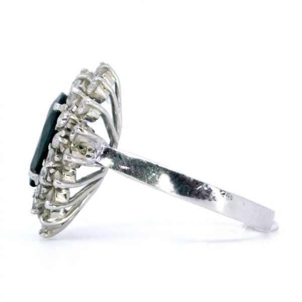 Vintage 2ct Sapphire and Diamond Pear Shaped Cluster Ring