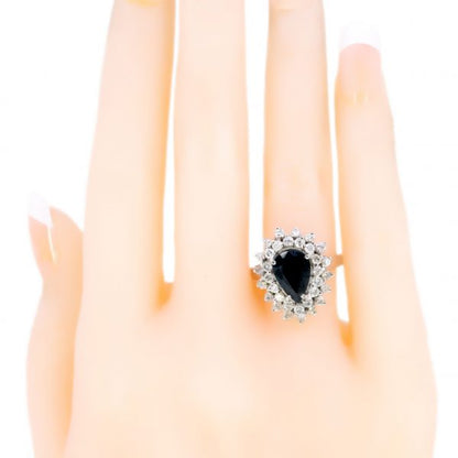 Vintage 2ct Sapphire and Diamond Pear Shaped Cluster Ring
