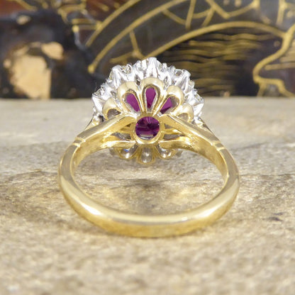 Vintage 3.15ct Ruby and Diamond Cluster Ring