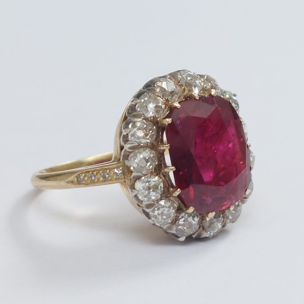 Vintage 3.93ct Siam Ruby and Diamond Ring