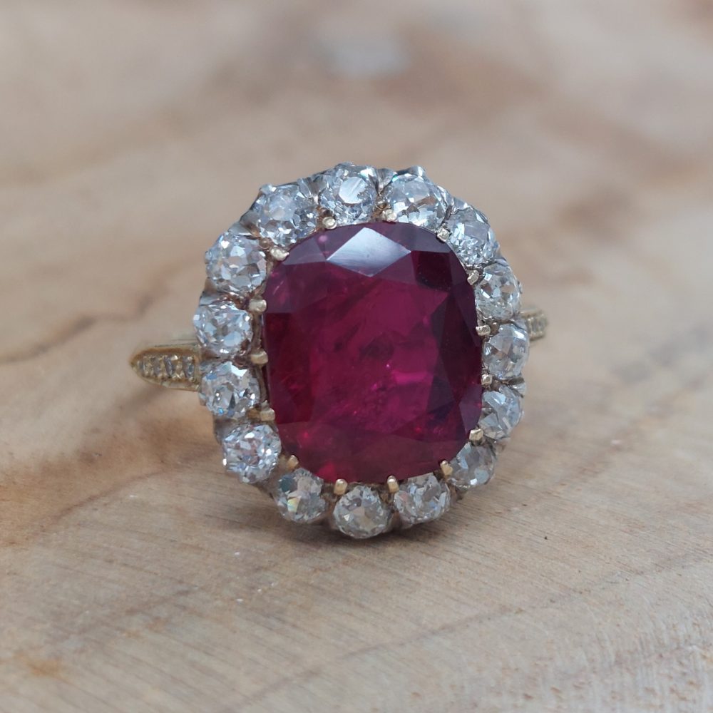 Vintage 3.93ct Siam Ruby and Diamond Ring