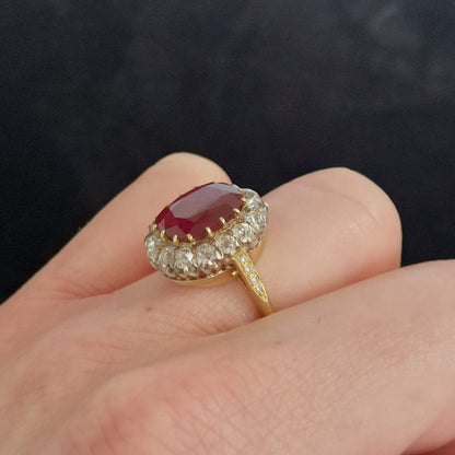 Vintage 3.93ct Siam Ruby and Diamond Ring