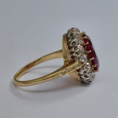 Vintage 3.93ct Siam Ruby and Diamond Ring