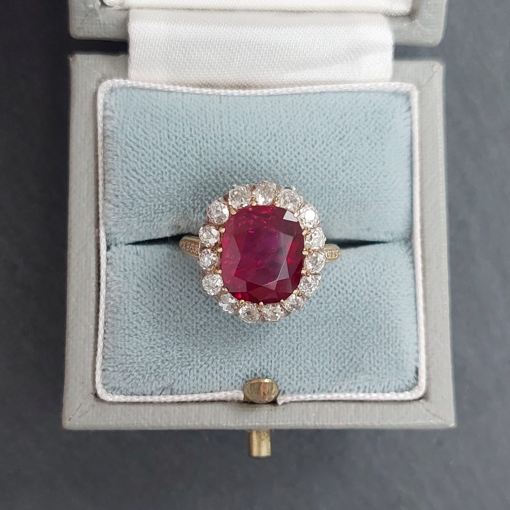 Vintage 3.93ct Siam Ruby and Diamond Ring