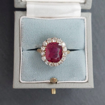 Vintage 3.93ct Siam Ruby and Diamond Ring