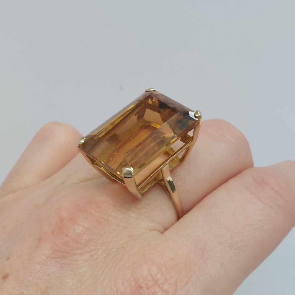 Vintage 35ct Citrine Dress Ring