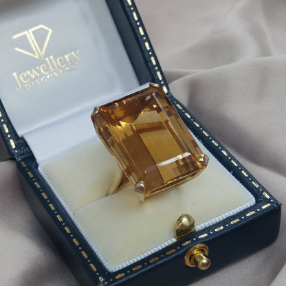 Vintage 35ct Citrine Dress Ring