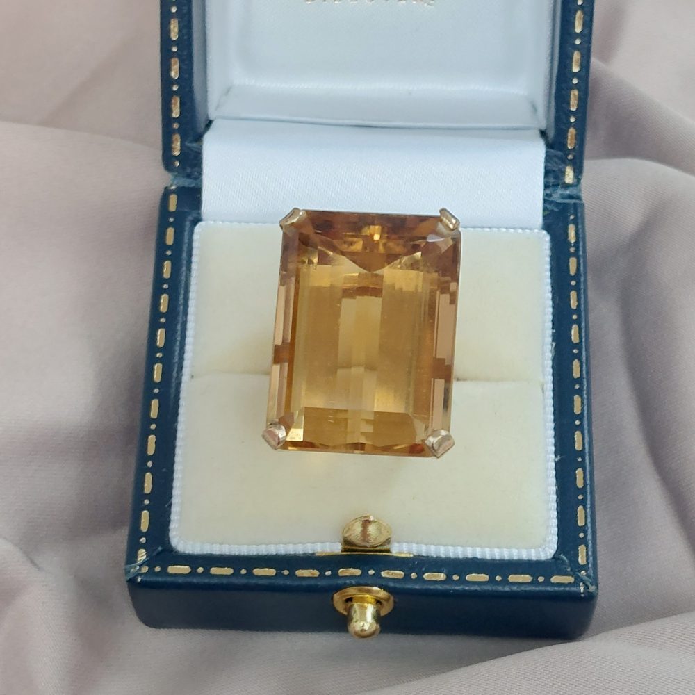 Vintage 35ct Citrine Dress Ring