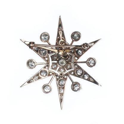 Vintage 3ct Old Cut Diamond Star Pendant Brooch
