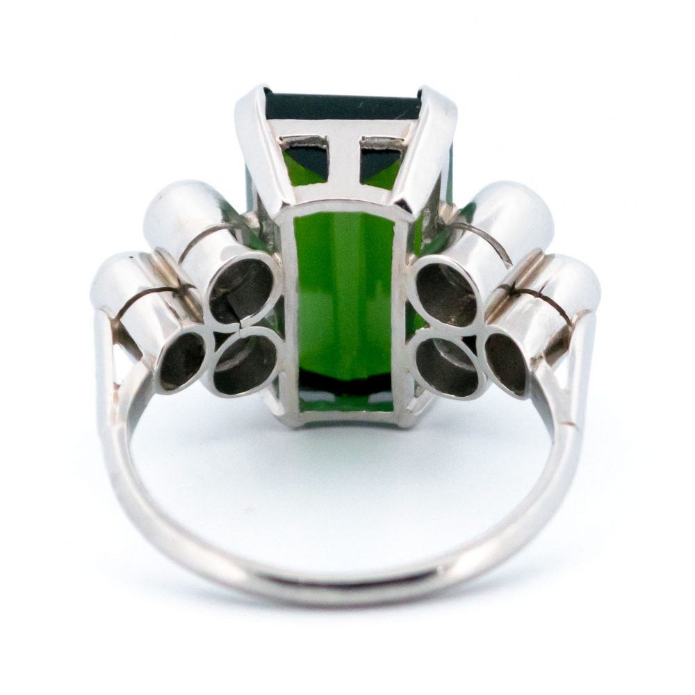 Vintage 4.50ct Green Tourmaline and Diamond Dress Ring