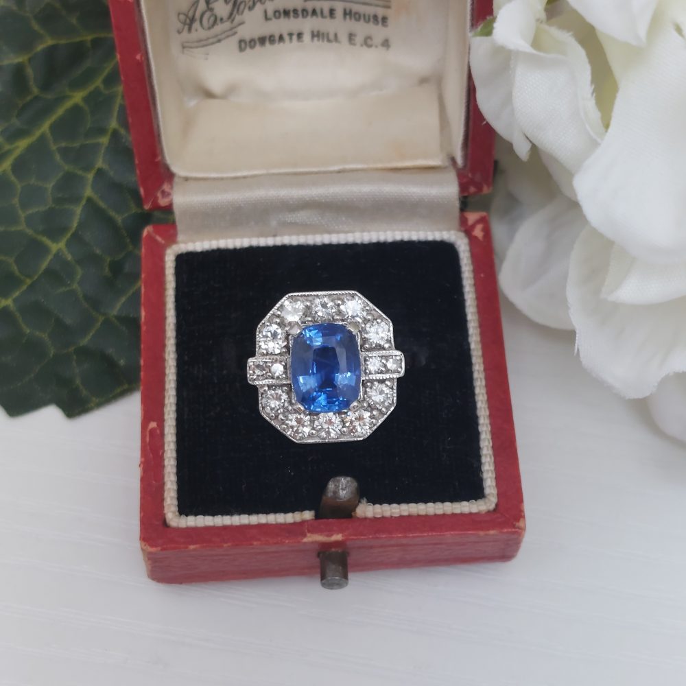 Vintage 4.80ct Sapphire and Diamond Ring