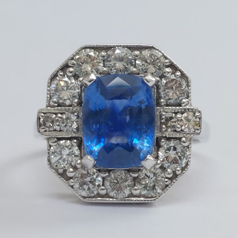 Vintage 4.80ct Sapphire and Diamond Ring