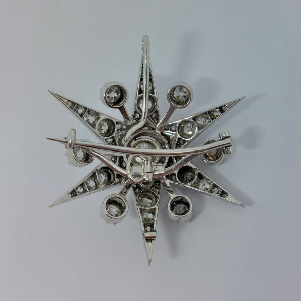Antique Victorian Diamond Star Pendant come Brooch, 4cts