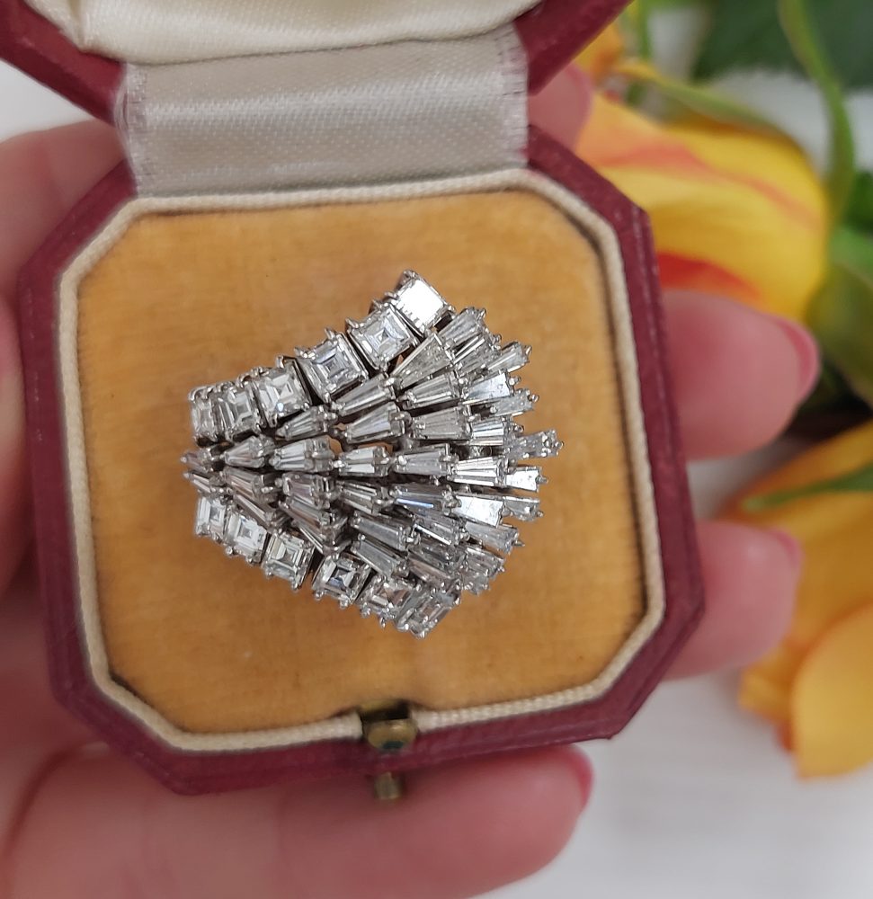 Vintage 4ct Tapering Baguette Cut Diamond Dress Ring 