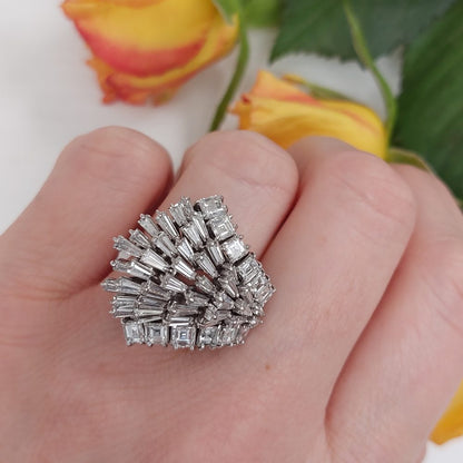Vintage 4ct Tapering Baguette Cut Diamond Dress Ring 