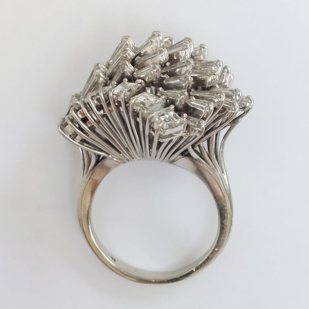 Vintage 4ct Tapering Baguette Cut Diamond Dress Ring 