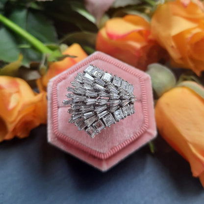 Vintage 4ct Tapering Baguette Cut Diamond Dress Ring 