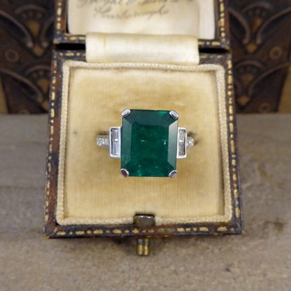 Vintage 5.62ct Emerald and Diamond Ring