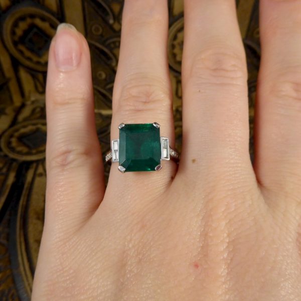 Vintage 5.62ct Emerald and Diamond Ring