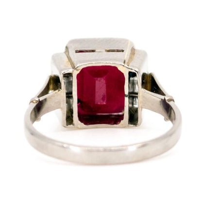 Vintage 6 Carats Ruby & Diamond Platinum Ring