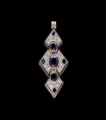 Vintage 6ct Sapphire and Diamond Convertible Necklace