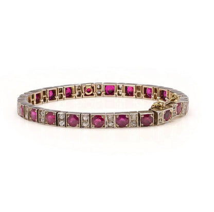 Vintage 7.70ct Burma Rubies and Diamonds Bracelet