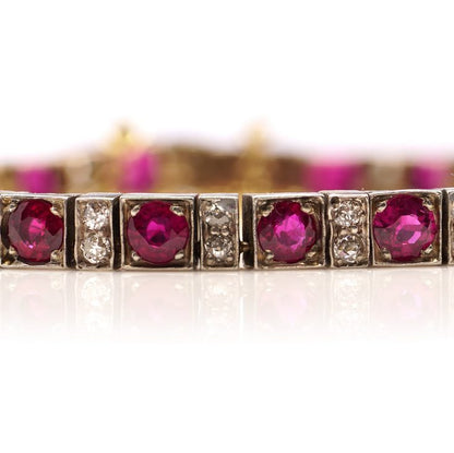 Vintage 7.70ct Burma Rubies and Diamonds Bracelet